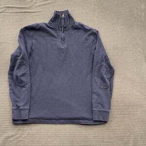 Polo Ralph‎ Lauren Pullover Sweater Mens Large 1/4 Zip Elbow Patch Knit Casual